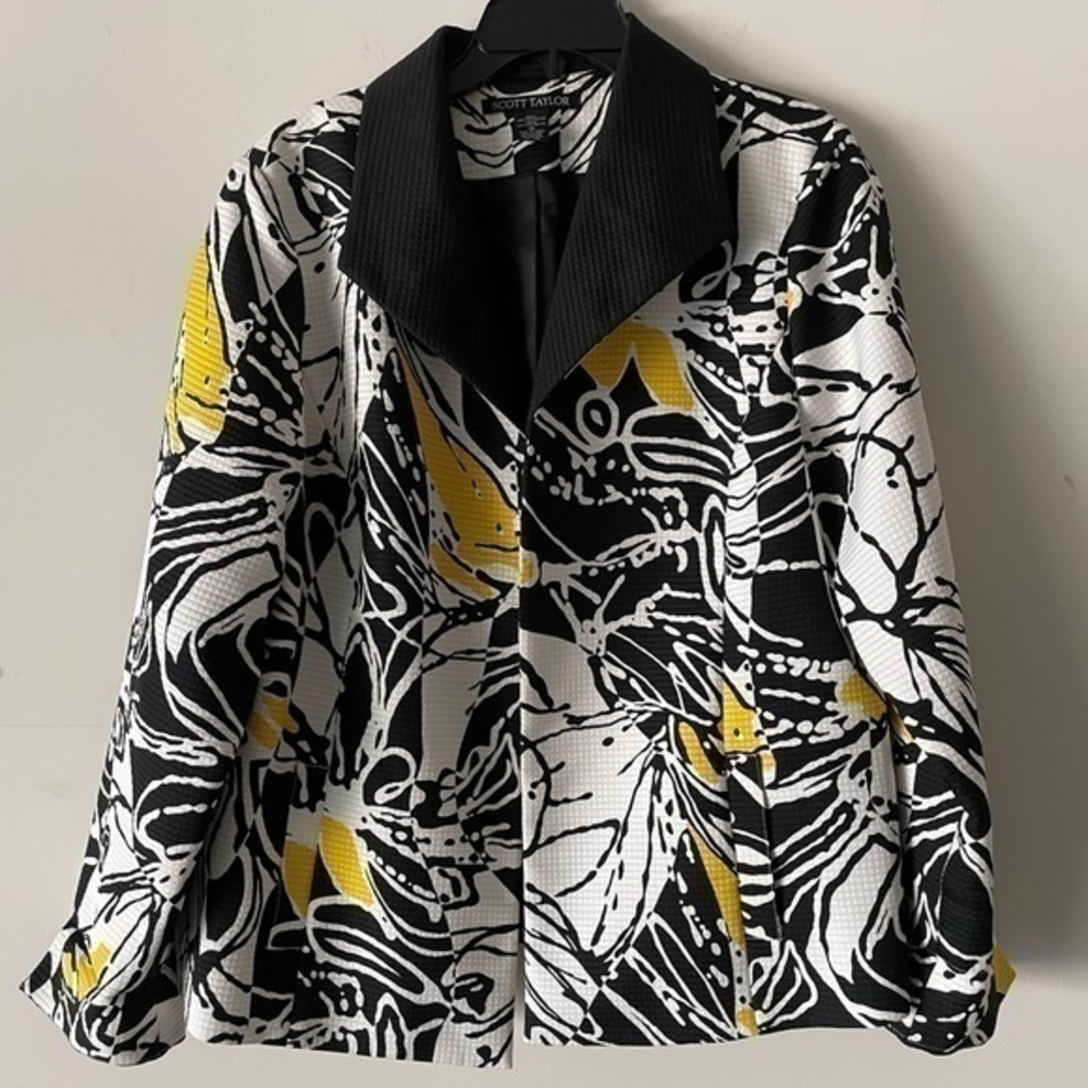 Scott Taylor Jackets & Coats | Scott Taylor White Yellow Black Blazer Abstract